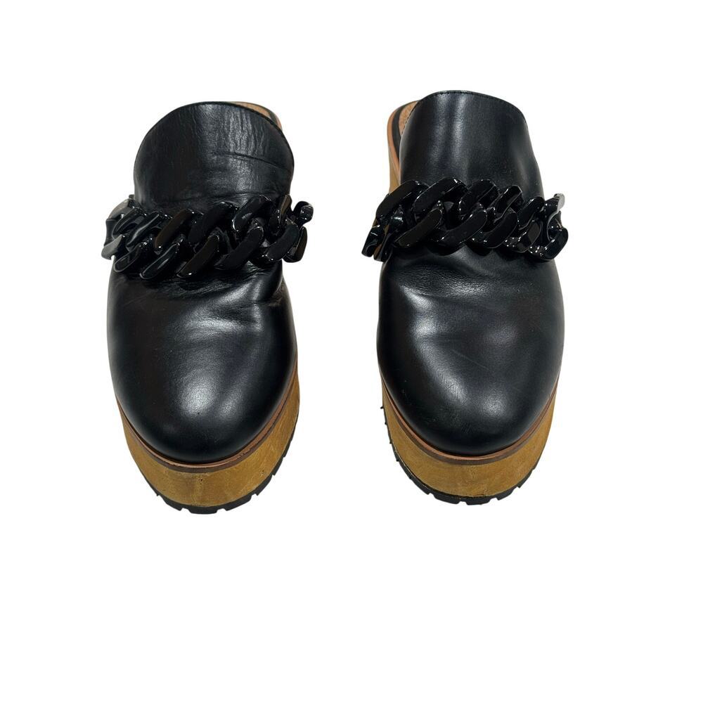 Kelsi Dagger Brooklyn Black Sip On Glog Chain Leather Clog size 9